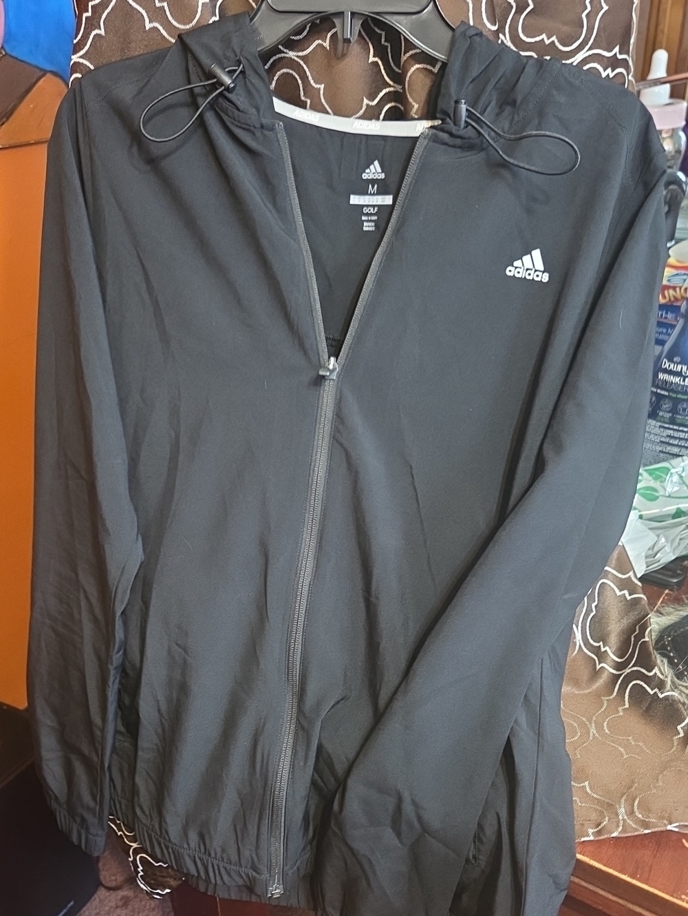 Adidas Black Hooded Windbreaker Jacket